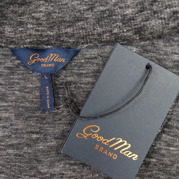 Good Man Quilted Jacket Mens Large Heathered Gray Snap Mock Neck Cotton Casual - Picture 9 of 12